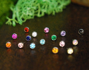 Titanium Threadless Gem Ends - Multiple Colour Options, Push fit ends