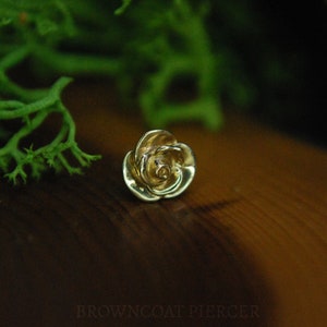 14k Yellow or White Gold Threadless Rose End - Flower, Floral, rose bud - push fit attachment