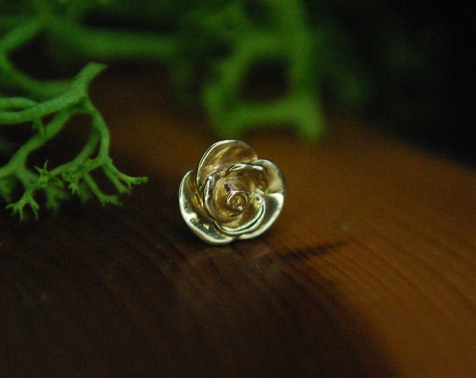 14k Yellow or White Gold Threadless Rose End - Flower, Floral, rose bud - push fit attachment
