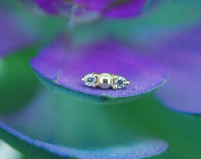Solid 14k Yellow Gold 'Crushing'  - Cubic Zircionia Threadless End - Push Fit