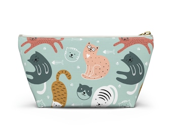 Vet Med Accessory Pouch w T-bottom Cats and Dogs Pattern - Veterinary Day Gift Idea for Vet Nurses, Veterinary Technicians, New Grad Vet