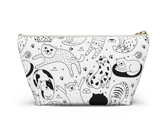 Vet Med Accessory Pouch w T-bottom Cats and Dogs Pattern - Veterinary Day Gift Idea for Vet Nurses, Veterinary Technicians, New Grad Vet