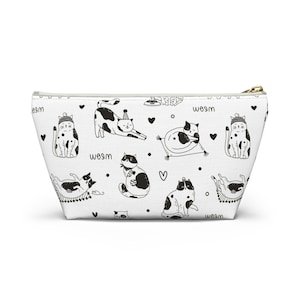 Vet Med Accessory Pouch w T-bottom Cats and Dogs Pattern - Veterinary Day Gift Idea for Veterinary Nurses, Veterinary Technicians, New Grad Vet