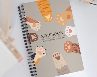 Dotted page Spiral notebook - Veterinary Gibberish - Veterinary Professional, Veterinary Day Gift Idea, Vet Nurse, Vet Tech, Student, RVN