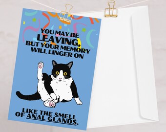 Veterinary themed leaving card ANAL GLANDS! - Veterinary hospital, new job for vets cards, Veterinary jobs, career, colleague leaving do