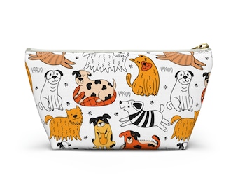 Vet Med Accessory Pouch w T-bottom Cats and Dogs Pattern - Veterinary Day Gift Idea for Vet Nurses, Veterinary Technicians, New Grad Vet