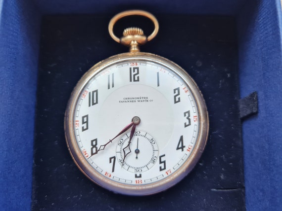 Vintage Tavannes 14K Gold Pocket Watch - Etsy
