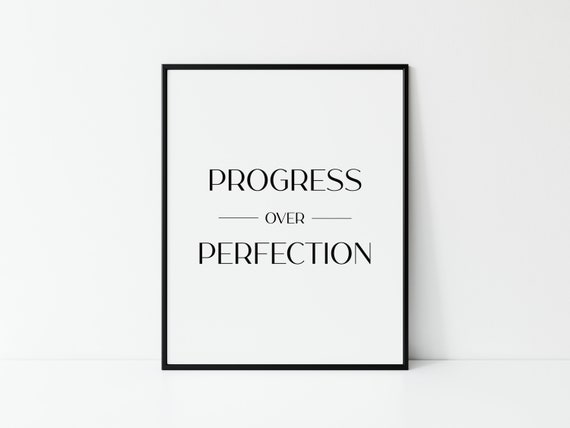 Progress over perfection | Office wall print | Office decor | Motivational wall art | Minimalist decor | Printable office art
