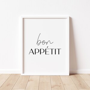 Bon appetit | Kitchen wall art | Minimalist kitchen art | Bon appetit sign | Dining room print | Digital prints