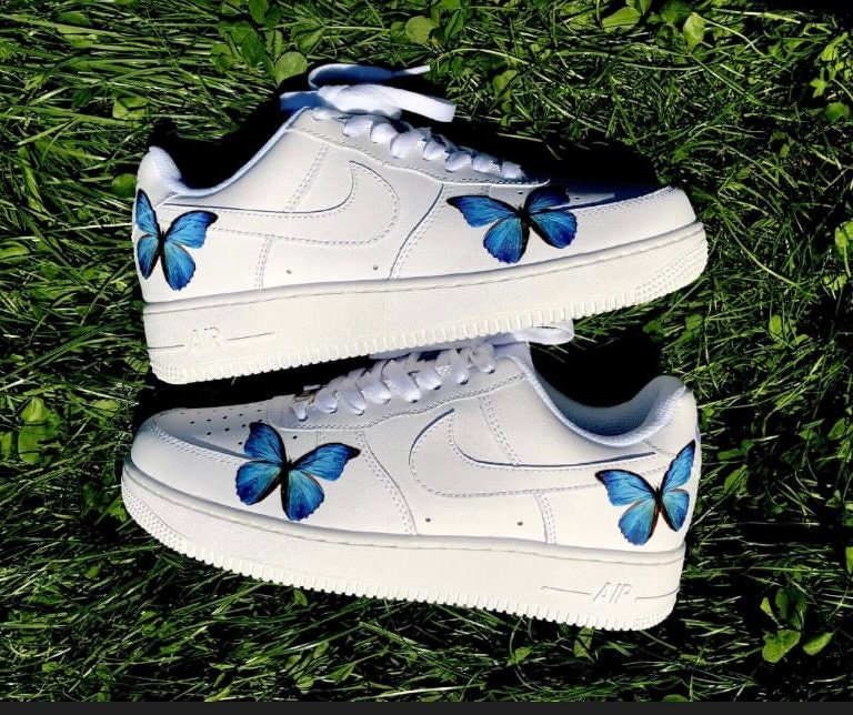 blue hd clear butterfly air force 1