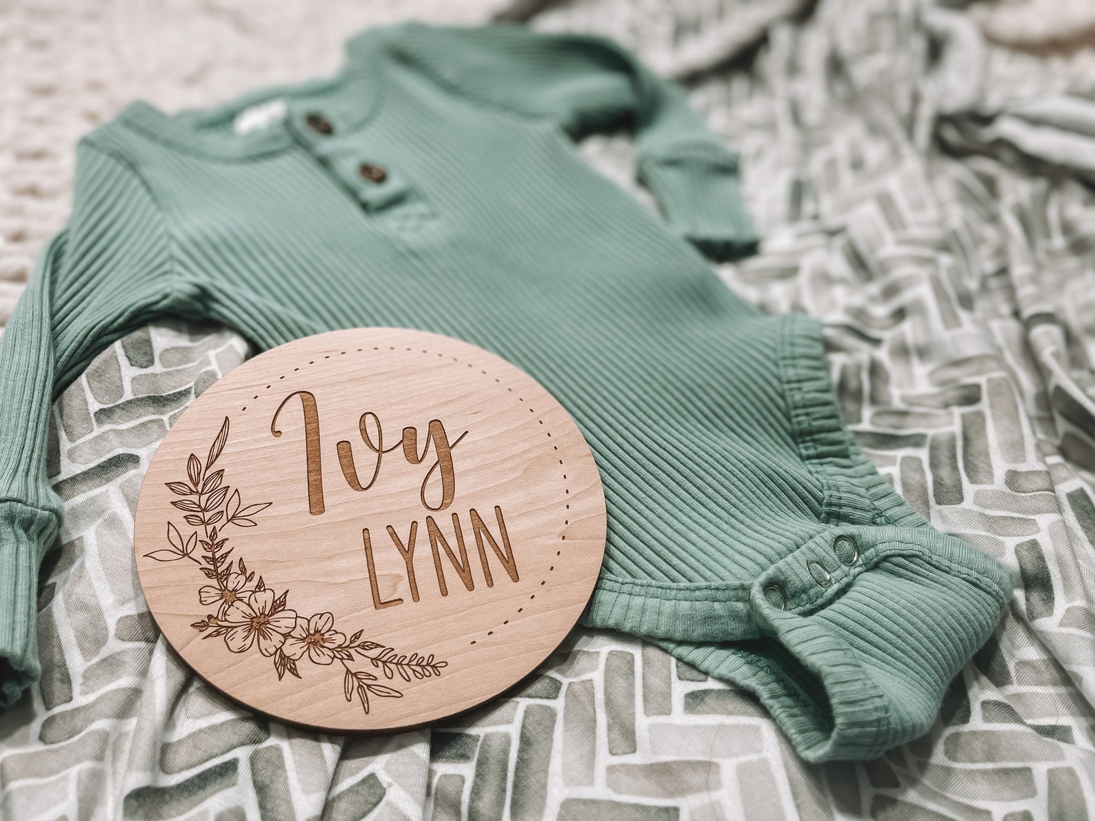 Baby Name Plate Floral Baby Name Plate Newborn Name Sign Etsy