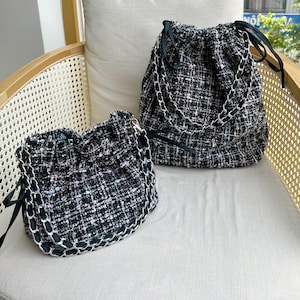 Tweed Stoff Mini Handtasche, Tweed Umhängetasche, Tweed Beuteltasche, Tweed Stoff Umhängetasche, Tweed Umhängetasche, Tweed Beuteltasche
