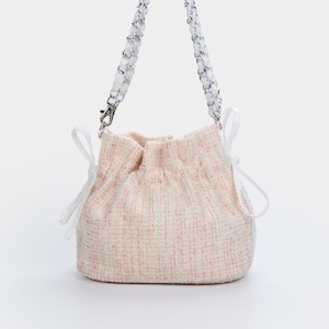 Tweed Fabric Mini Handbag, Tweed Crossbody bag, Tweed Bucket Bag, Tweed Fabric Shoulder Bag, Tweed Shoulder Bag, Tweed Bucket Bag
