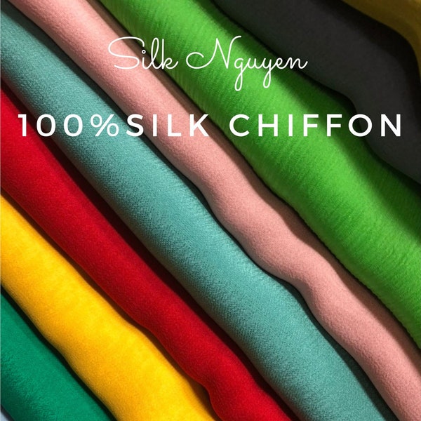 Silk Chiffon Fabric 100% Pure Silk | Silk Chiffon Ribbons, Scarf.. | 40+ Colors Free Shipping