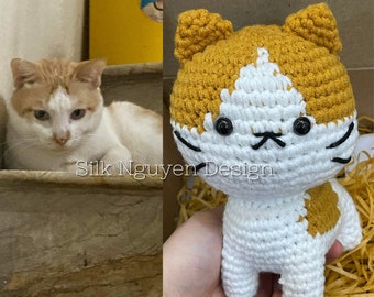 Cat Crochet Doll, Custom Cat Crochet Plushie, Custom Cat Crochet Plush, Custom   Cat Mom Gifts, Custom Cat Dad Gift, Custom Crochet Plush