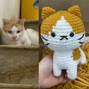 Poupée chat au crochet, doudou chat personnalisé au crochet, peluche chat personnalisée au crochet, cadeaux personnalisés pour maman chat, cadeau papa chat personnalisé, peluche au crochet personnalisée