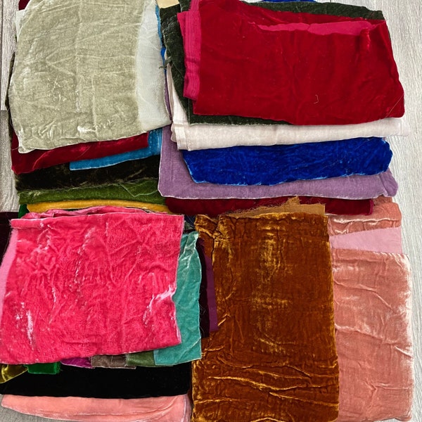 Restes de velours de soie | Échantillons de velours de soie Pièces de velours Ruban de velours Artisanat de velours/Quilting/Chouchous