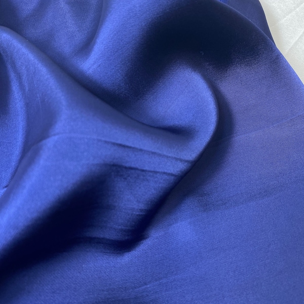 Tessuto di seta di gelso puro tagliato su misura / Seta naturale, seta fatta a mano in Vietnam / Seta per realizzare abiti / Seta di gelso color blu navy