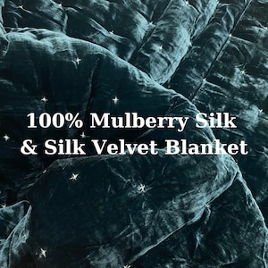 100% Mulberry Silk Velvet Throw Blanket Quilt, Luxury Silk Velvet Bedding, Housewarming Gift, Christmas Gift, Custom Available