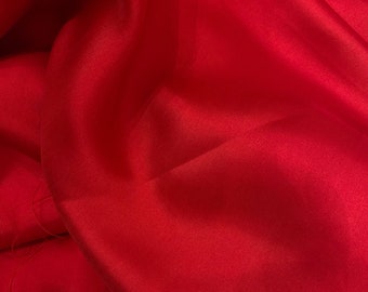 Pure Mulberry Silk Fabric By The Yard | Natural Silk, Handmade Silk In Vietnam | Silk For Crafting Dress | Red Solid Color Mulberry Silk