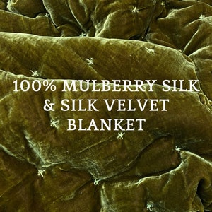 100% Mulberry Silk Velvet Throw Blanket Quilt, Velvet Spread Luxury Silk Velvet Bedding, Housewarming Gift, Christmas Gift, Custom Available