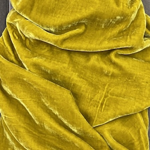 Yellow Silk Velvet By The Yard | Tuscany Color Mulberry Silk Velvet Fabric | Quilts Ribbon Dress Pillow | Luxury Silk Velvet Fabruc