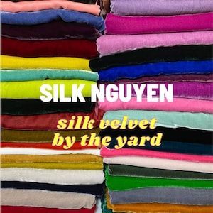 WHOLESALE Silk Velvet Fabric, Mulberry Silk Velvet Fabric, Pure Mulberry Silk Velvet Fabric By The Yard Apparel Quilts Ribbon Dress Pillow