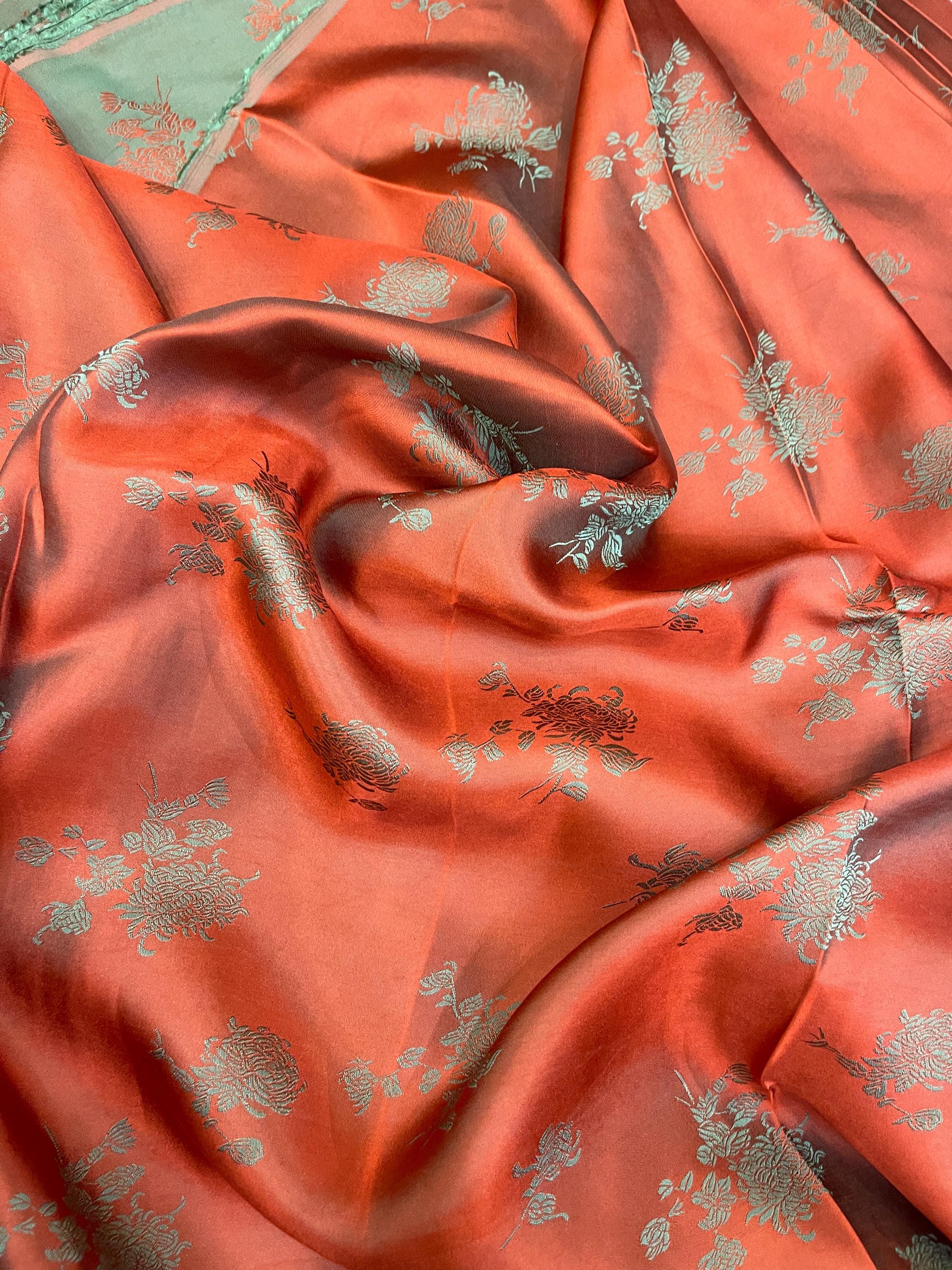 Pure Mulberry Silk Fabric By The Yard | Natural Silk, Handmade Silk In Vietnam | Silk For Crafting Dress | Red Gray Mulberry Silk