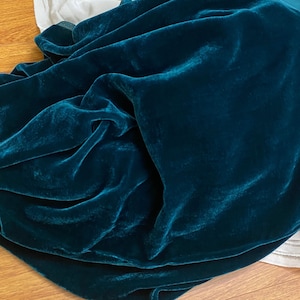 Blue Silk Velvet By The Yard | Steel Blue Color Mulberry Silk Velvet Fabric Quilts Ribbon Dress Pillow | Luxury Silk Velvet Fabric