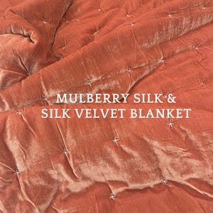 Pure Mulberry Silk Velvet Throw Blanket Quilt, Velvet Spread Luxury Silk Velvet Bedding, Housewarming Gift, Christmas Gift, Custom Available