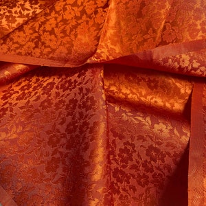 Pure Mulberry Silk Fabric By The Yard | Natural Silk, Handmade Silk In Vietnam | Silk For Crafting Dress | Floral Orange Mulberry Silk