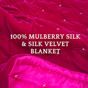 Pure Mulberry Silk Velvet Throw Blanket Quilt, Velvet Spread Luxury Silk Velvet Bedding, Housewarming Gift, Christmas Gift, Velvet Comforter