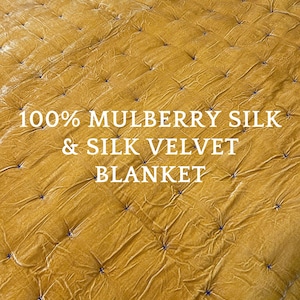100% Mulberry Silk Velvet Throw Blanket Quilt, Velvet Spread Luxury Silk Velvet Bedding, Housewarming Gift, Christmas Gift, Custom Available