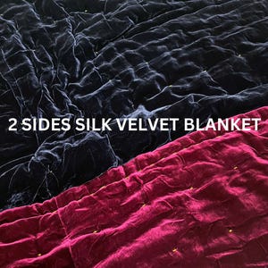 Pure Mulberry Silk Velvet Throw Blanket Quilt, Velvet Spread Luxury Silk Velvet Bedding, Housewarming Gift, Christmas Gift, Custom Available