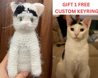 Custom Cat Crochet, Custom Cat Plush, Custom Crochet Cat, Custom Pet Plush, Custom Stuffed Pet, Personalized Cat Gift, Custom Christmas Gift
