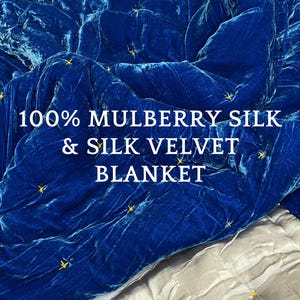 Pure Mulberry Silk Velvet Throw Blanket Quilt, Velvet Spread Luxury Silk Velvet Bedding, Housewarming Gift, Christmas Gift, Custom Available