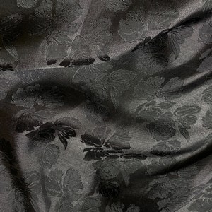 Pure Mulberry Silk Fabric By The Yard | Natural Silk, Handmade Silk In Vietnam | Silk For Crafting Dress | Black Floral Mulberry Silk