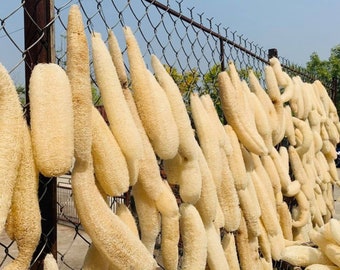 Esponja de lufa grande de 25" + - 30" / Juego de 4 esponjas de lufa para fregar la espalda, cero residuos, ecológicas, 100 % naturales, a base de plantas