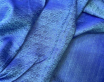 Pure Mulberry Silk Fabric By The Yard | Natural Silk, Handmade Silk In Vietnam | Silk For Crafting Dress | Ocean Blue Grain Mulberry Silk