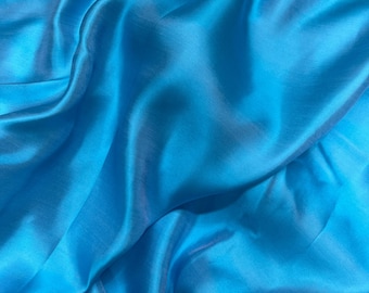 Tela de seda morera pura cortada a medida / Seda natural, seda hecha a mano en Vietnam / Seda para confeccionar vestidos / Seda morera color gris azulado