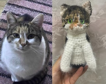 カスタムかぎ針編み猫、カスタムぬいぐるみ猫、カスタム猫メモリアル、そっくり猫、パーソナライズされた猫、猫好きへのギフト、カスタムぬいぐるみペット