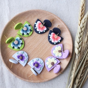 Clay Earrings, Handmade Earrings, Polymer Clay Earrings, Boho Accessories, Mothers Day Gift, Gift For Mom, Bridesmaid Gift, Birthday Gift