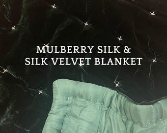 Pure Mulberry Silk Velvet Throw Blanket Quilt, Velvet Spread Luxury Silk Velvet Bedding, Housewarming Gift, Christmas Gift, Custom Available