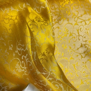 Pure Mulberry Silk Fabric By The Yard | Natural Silk, Handmade Silk In Vietnam | Silk For Crafting Dress | Yellow Mulberry Silk