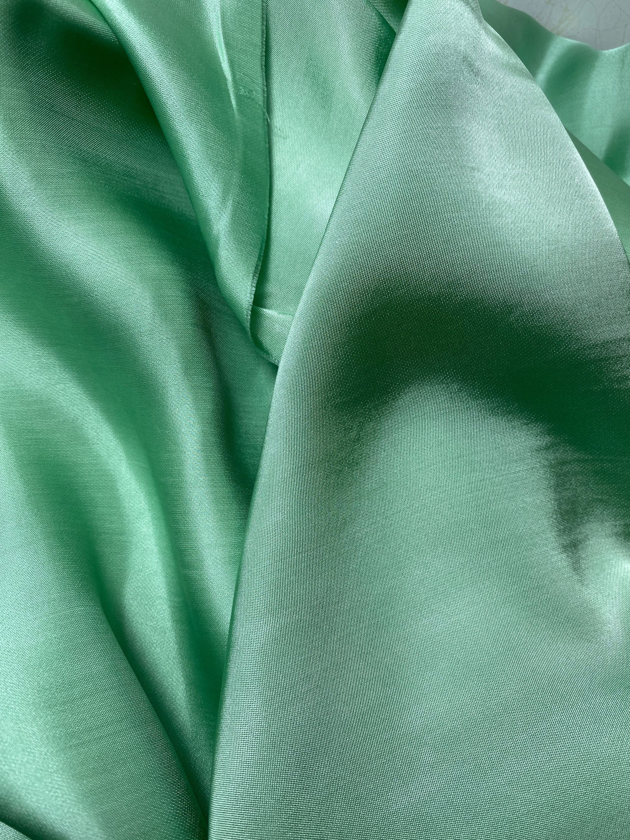 Silk Fabric, Gucci Grass Green Sueded Silk Satin Charmeuse (Made