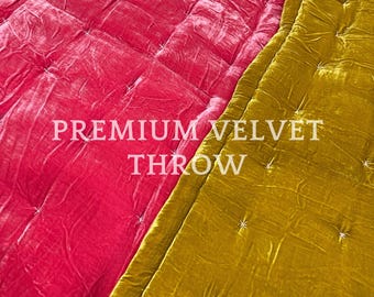 Premium Silk Velvet Throw Blanket Quilt, Velvet Spread Luxury Silk Velvet Bedding, Housewarming Gift, Christmas Gift, Custom Blanket