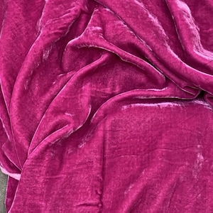 Pink Silk Velvet By The Yard | Violet Pink Color Silk Velvet Fabric Quilts Ribbon Dress Pillow | Luxury Silk Velvet Fabric