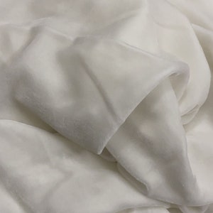 White Silk Velvet By The Yard | White Color Silk Velvet Fabric | Quilts Ribbon Dress Pillow | Luxury Silk Velvet Fabric