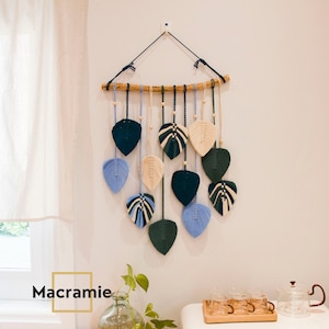 Macrame Leaf Wall Hanging, Macrame Leaves Wall Hanging, Macrame Wall Decor,Macrame Wall Art,Macrame Wall Hanging Colorful, Housewarming Gift