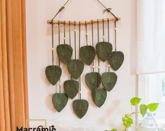 Macrame Leaf Wall Hanging, Macrame Leaves Wall Hanging, Macrame Wall Decor, Macrame Wall Art, Room Decor Aesthetic Boho, Housewarming Gift